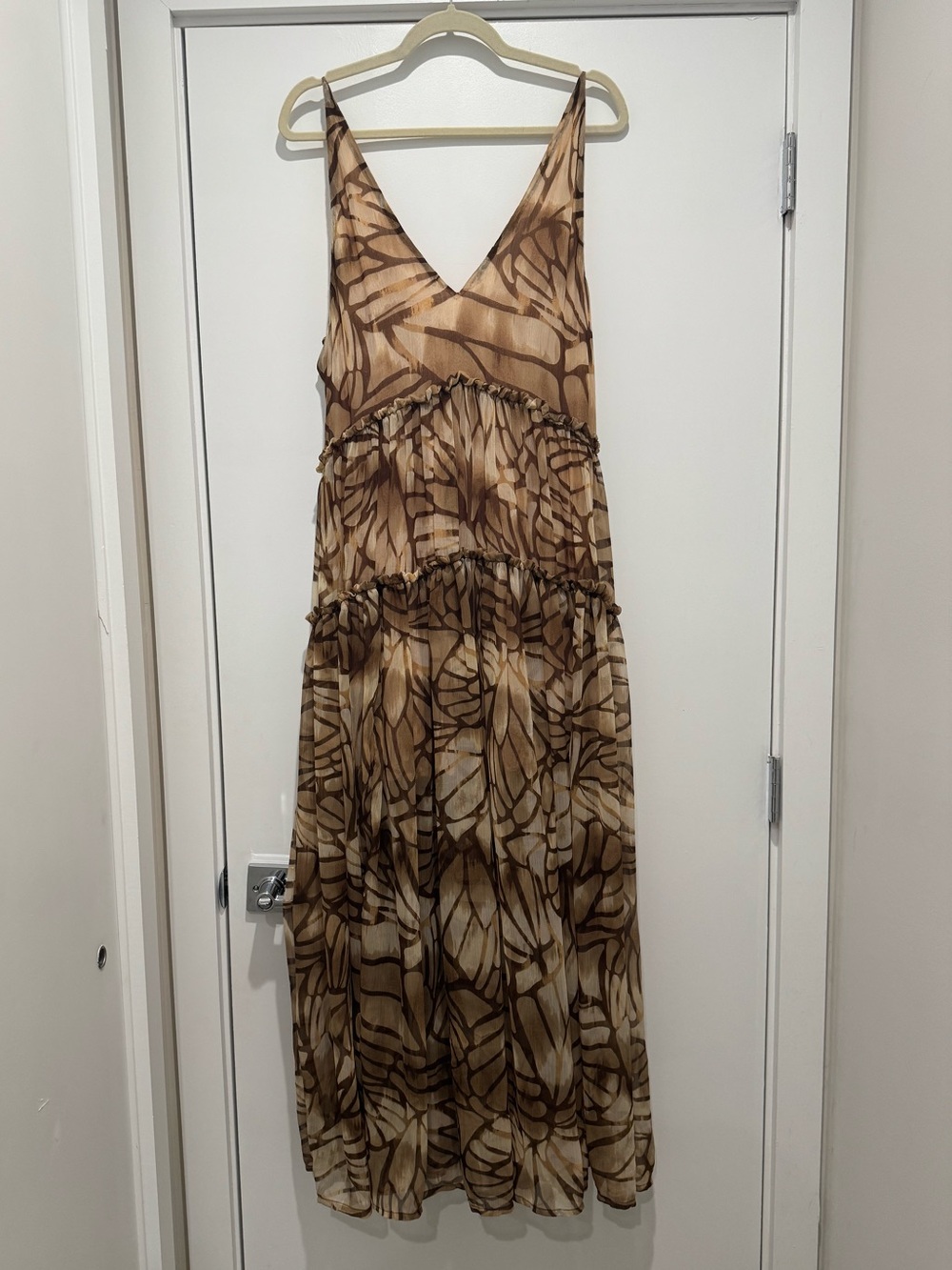 Free People Brown Print Tiered Maxi Dress